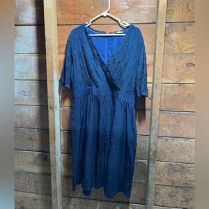 EUC navy fit and flare lace dress